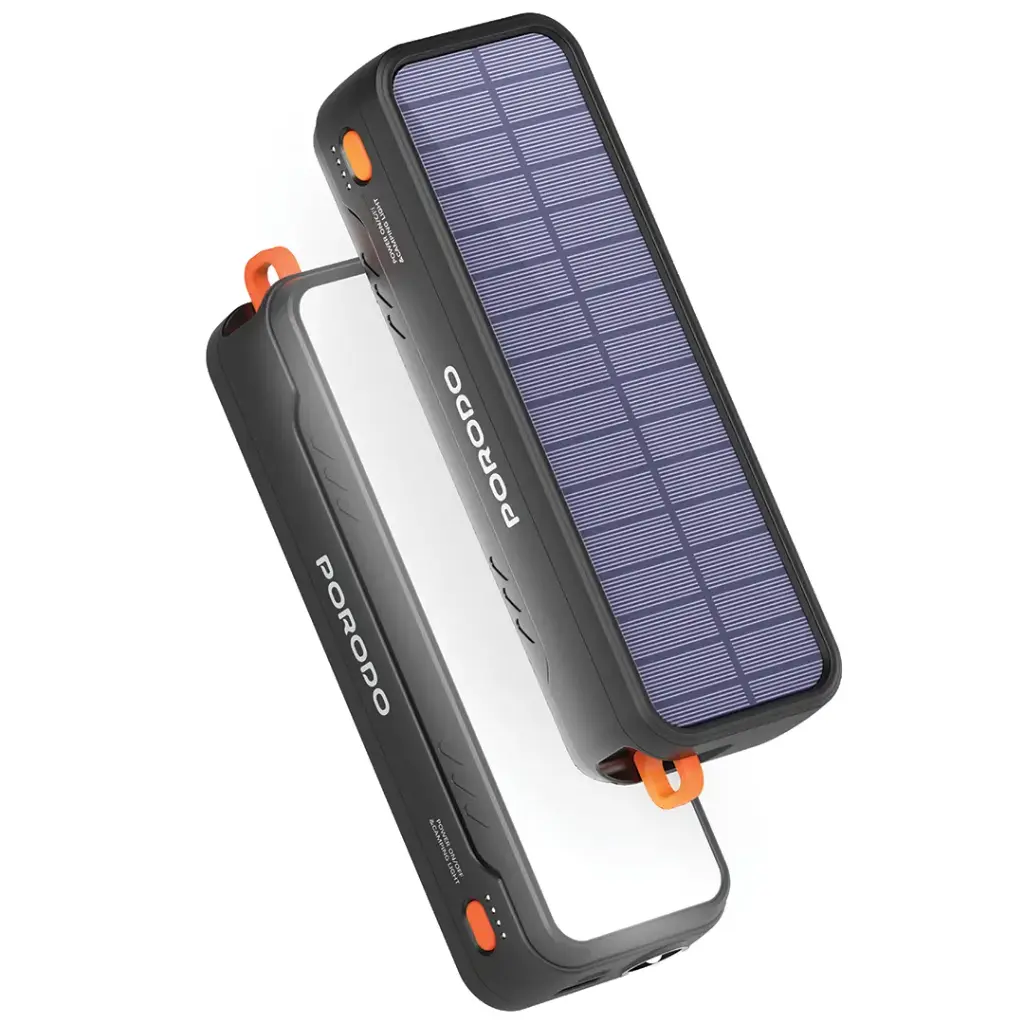 پاور بانک خورشیدی پرودو ظرفیت 20000 میلی آمپر ساعت مدل Porodo Solar Powered PDPBAS149