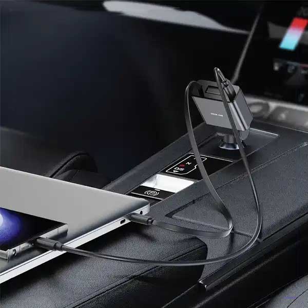 شارژر فندکی 75 وات با کابل جمع شونده گرین لاین Green Lion Retractable Car Charger GNRT75WCCGY
