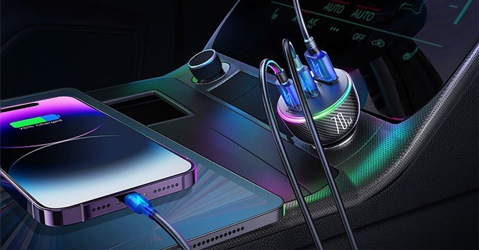شارژر فندکی تایپ سی فست شارژ 70 وات جویروم JOYROOM JR-CL26