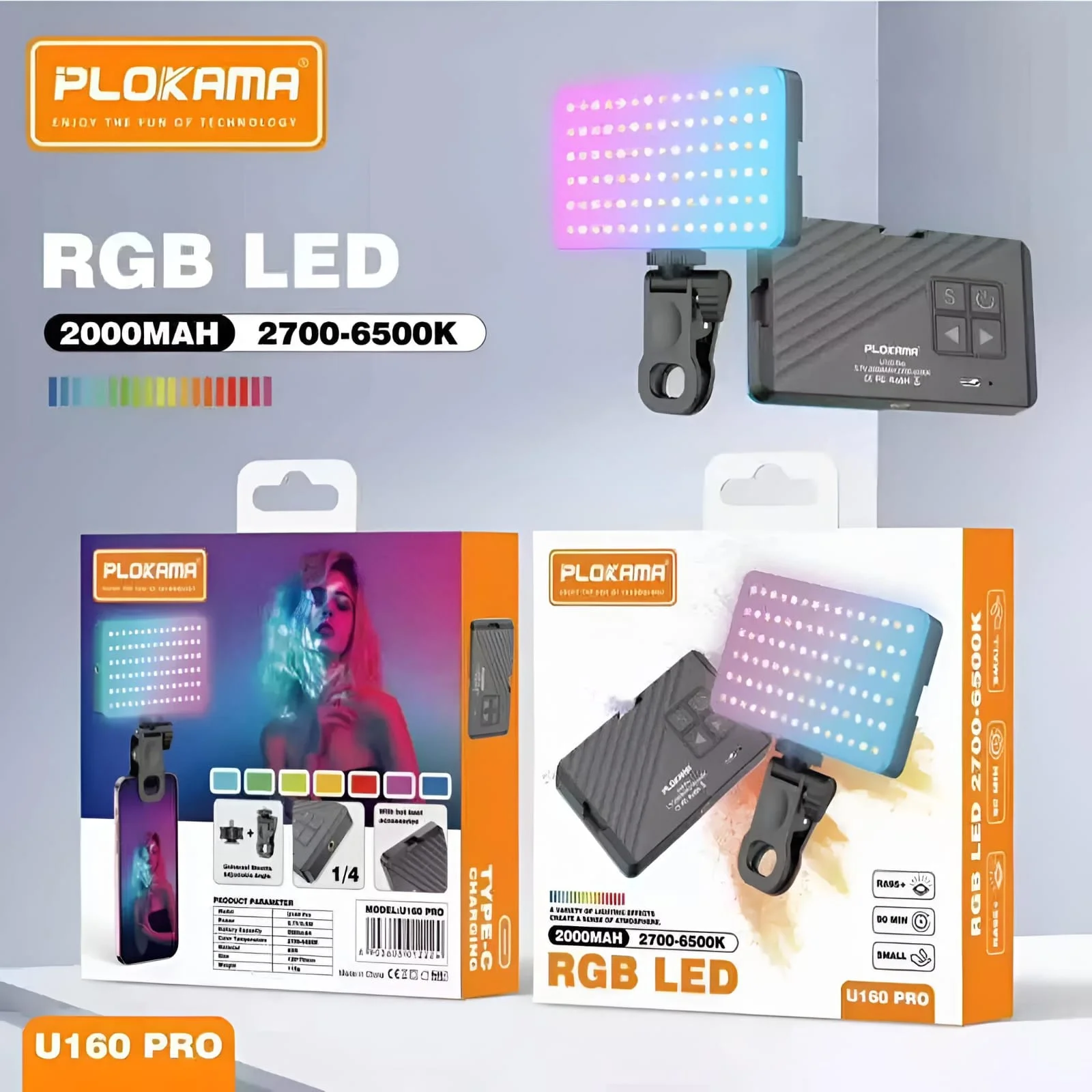 پنل نور قابل شارژ Plokama U160 Pro RGB