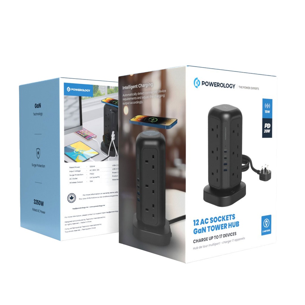 چندراهی برق و شارژر پاورلوژی مدل Tower Hub