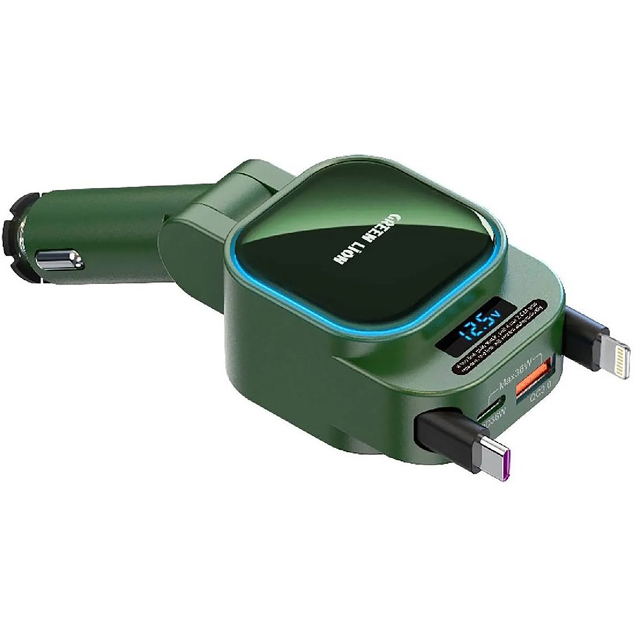 شارژر فندکی فست شارژ ماشین 96 وات USB، Type-C و Lightning گرین لاین