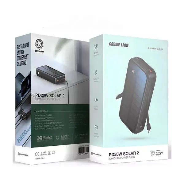 پاوربانک 20 هزار پنل خورشیدی گرین لاین مدل PD20W Solar2