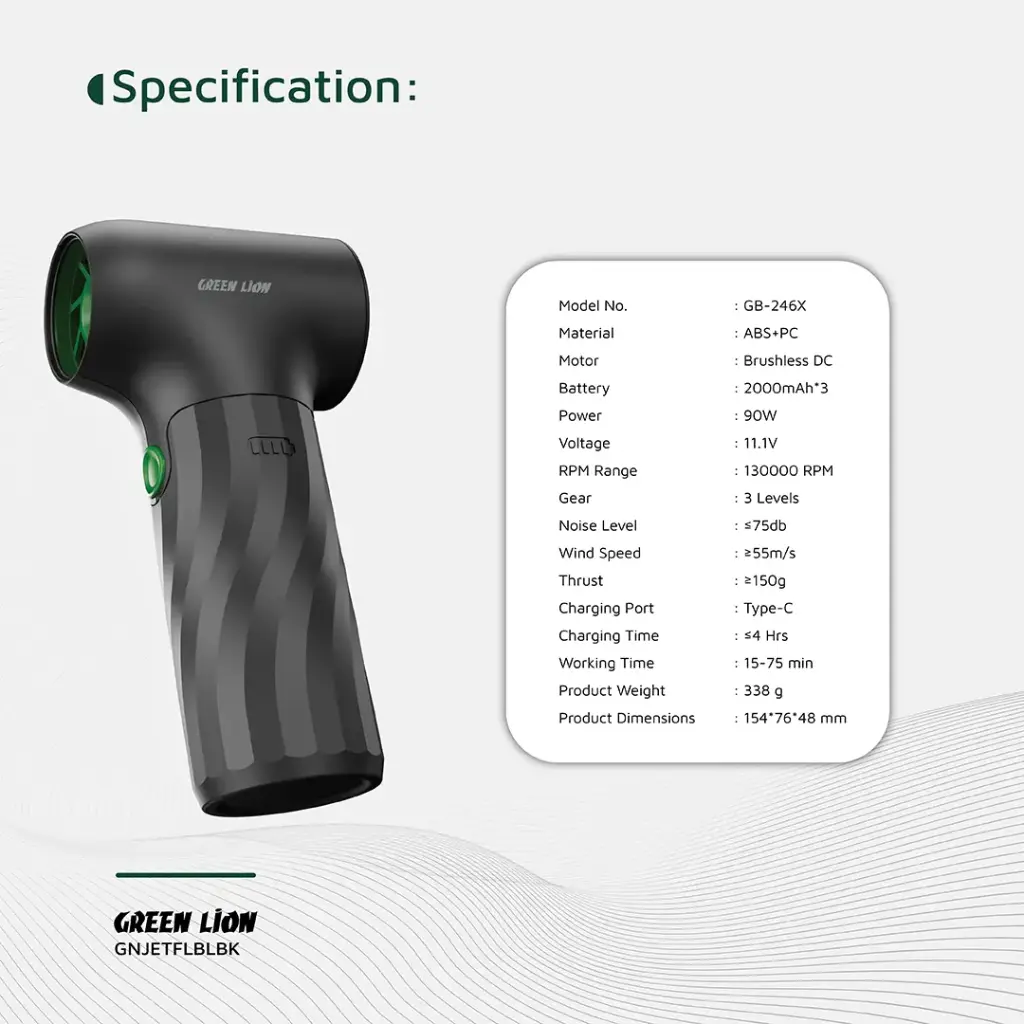 جت فن دمنده باد گرین لاین Green Lion Jetflow Air Blower 130000RPM