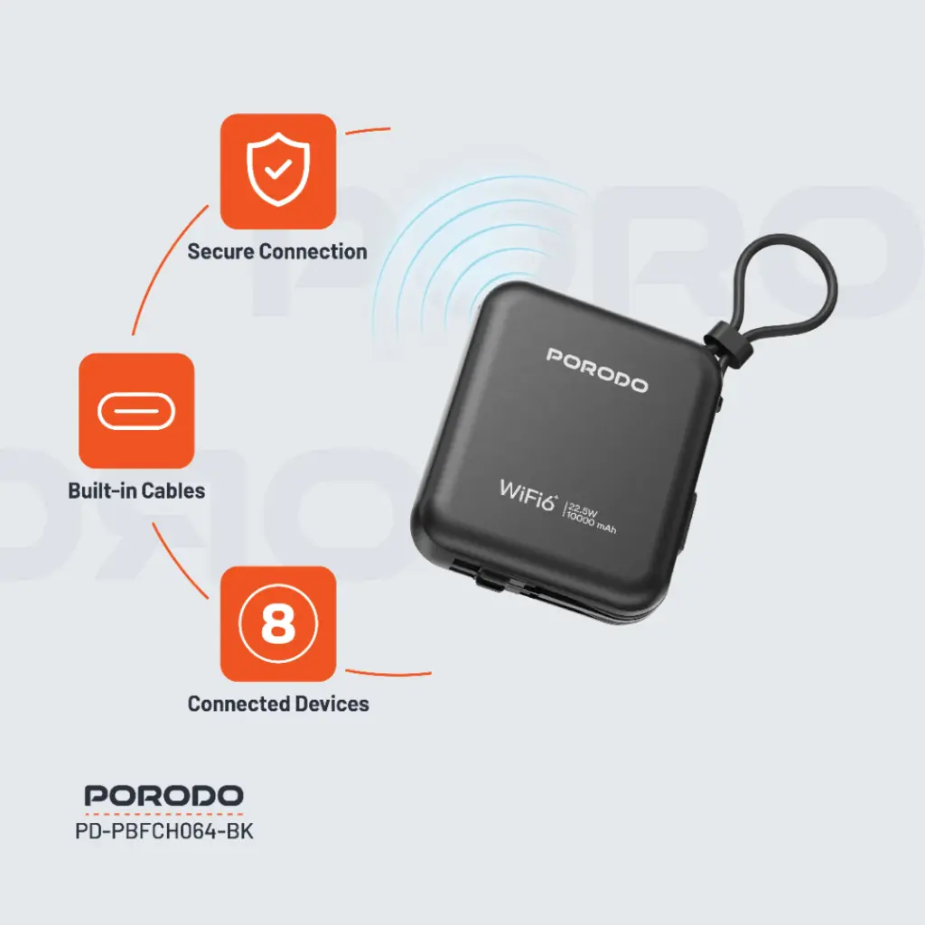 پاوربانک 10000mAh و مودم جیبی 4G LTE پرودو مدل Pocket Router