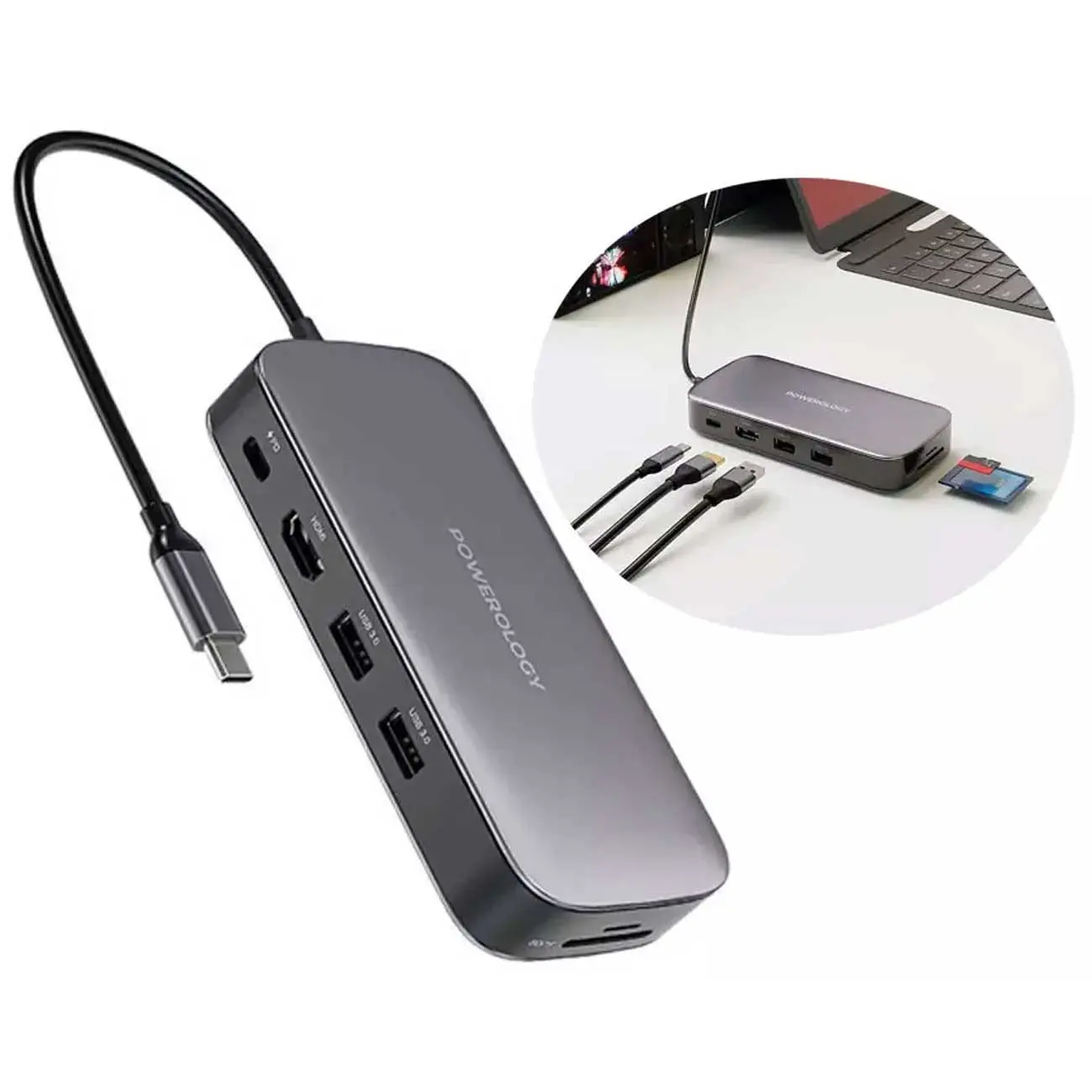 هاب تایپ سی و هارد اکسترنال 256 گیگابایت پاورولوژی