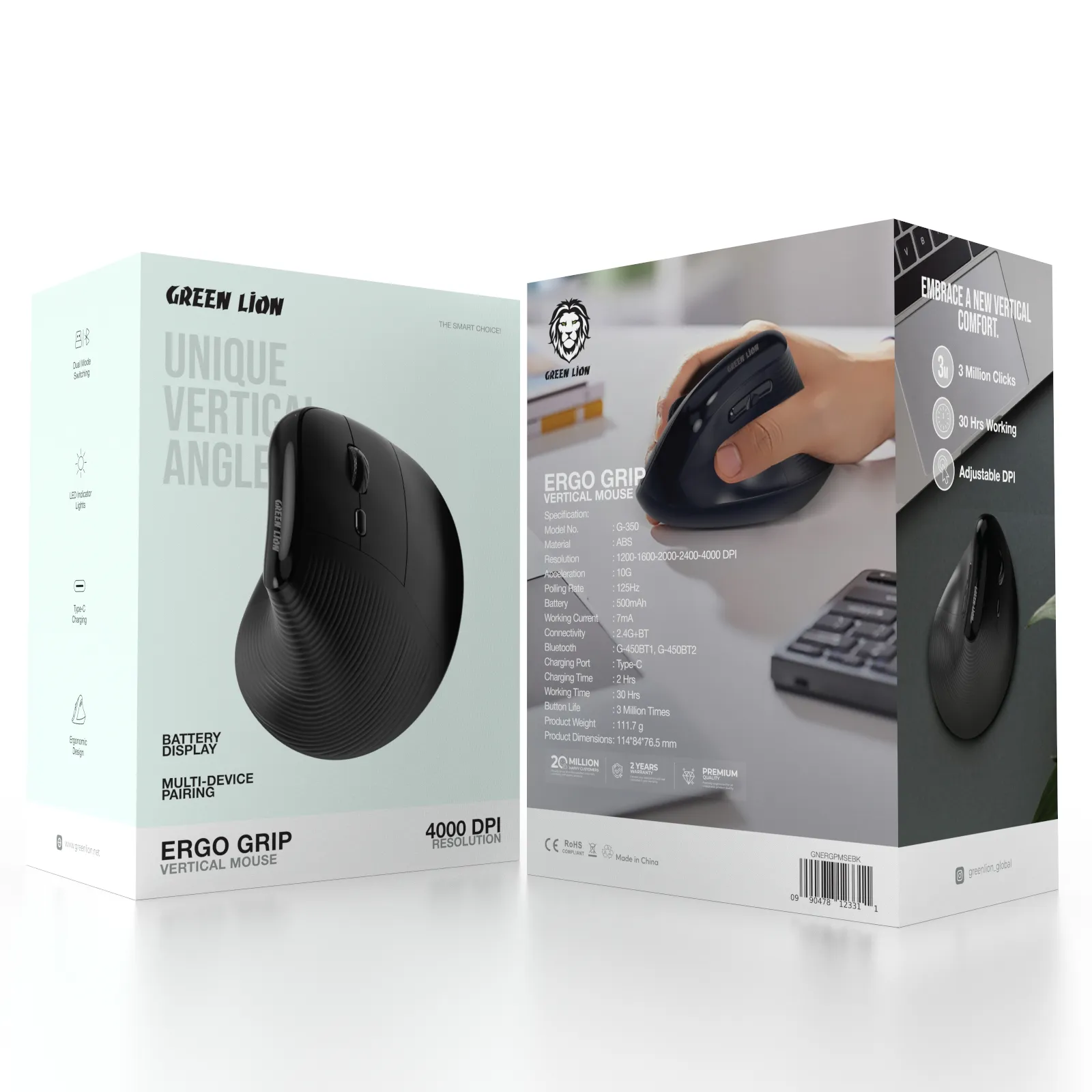 موس ورتیکال شارژی بیسیم گرین لاین مدل Ergo Grip