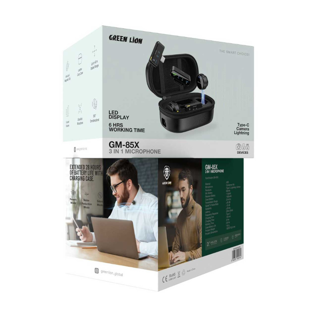 میکروفن بی سیم گرین لاین مدل GM-85X با درگاه‌های اتصال USB C