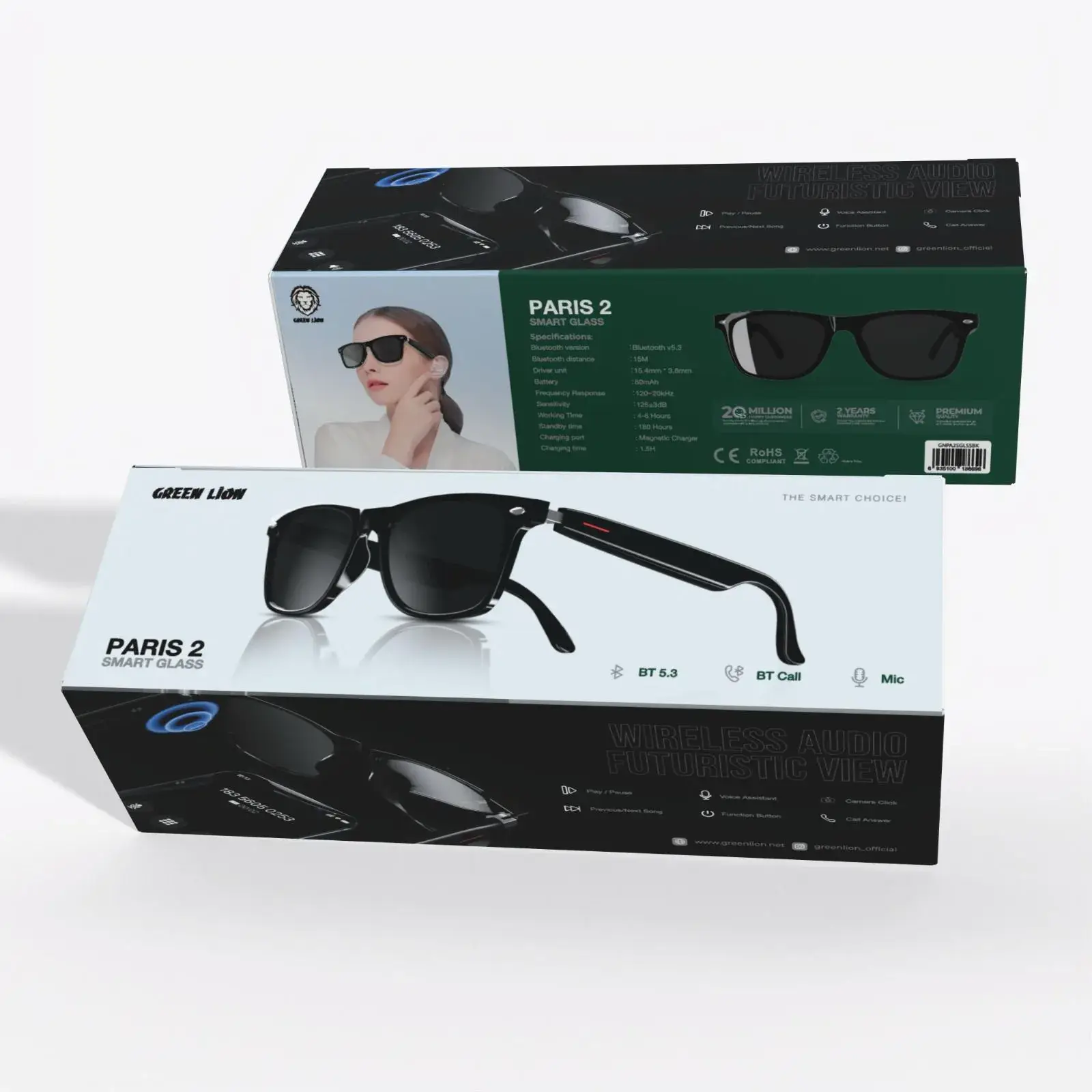 قیمت عینک هوشمند گرین لاین مدل Green Lion Paris 2 Smart Glass