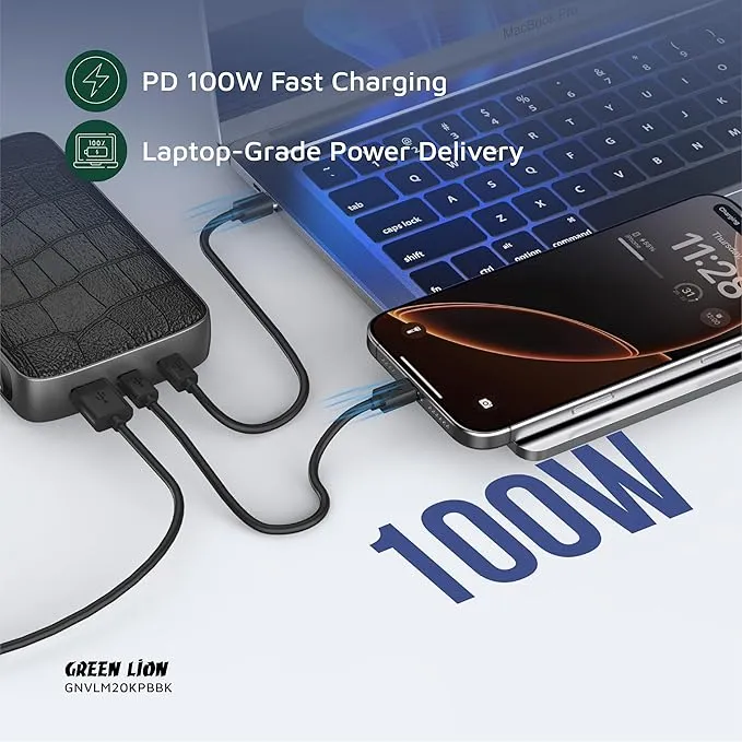 پاوربانک 20000 میلی آمپر 100 وات گرین لاین مدل Valmont 20000mAh