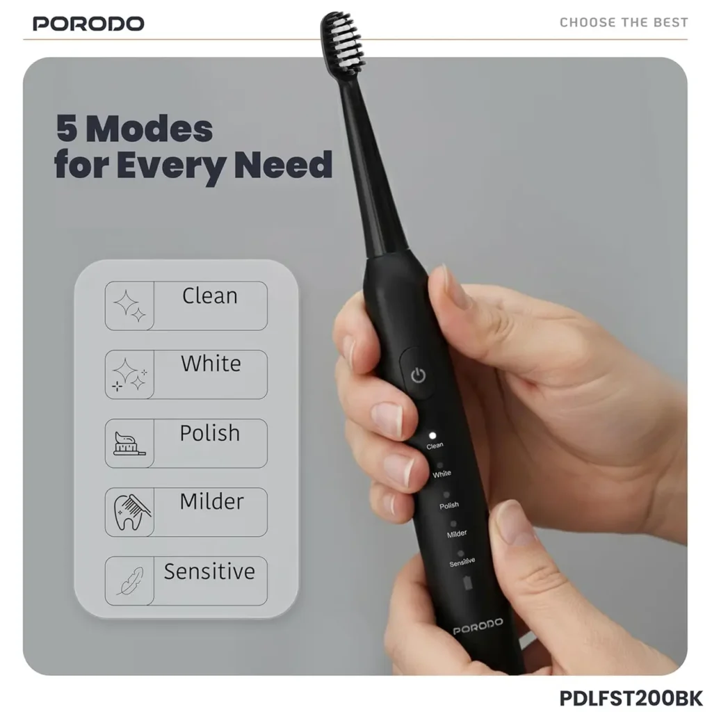 مسواک برقی پرودو مدل PORODO W‑Sonic PDLFST200 با 5 حالت شستشو