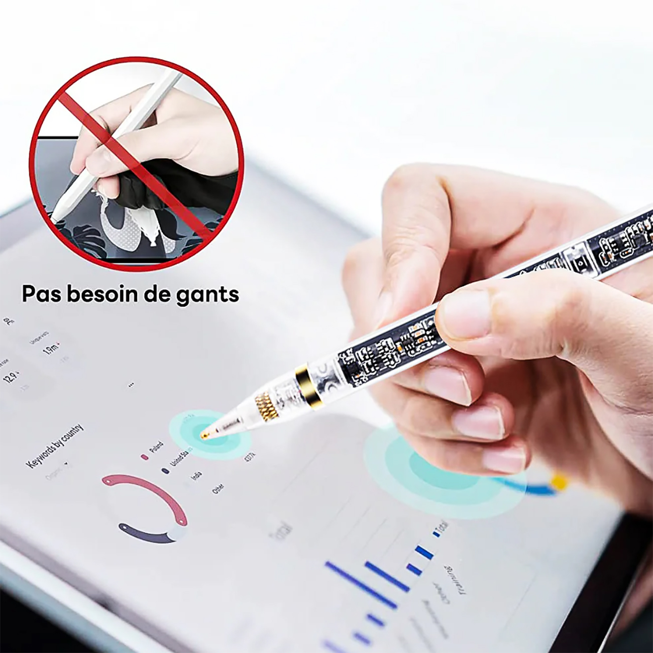 قلم لمسی آیپد طرح شفاف کوتسی 62012 Coteetci Punk Transparent Drawing Pen