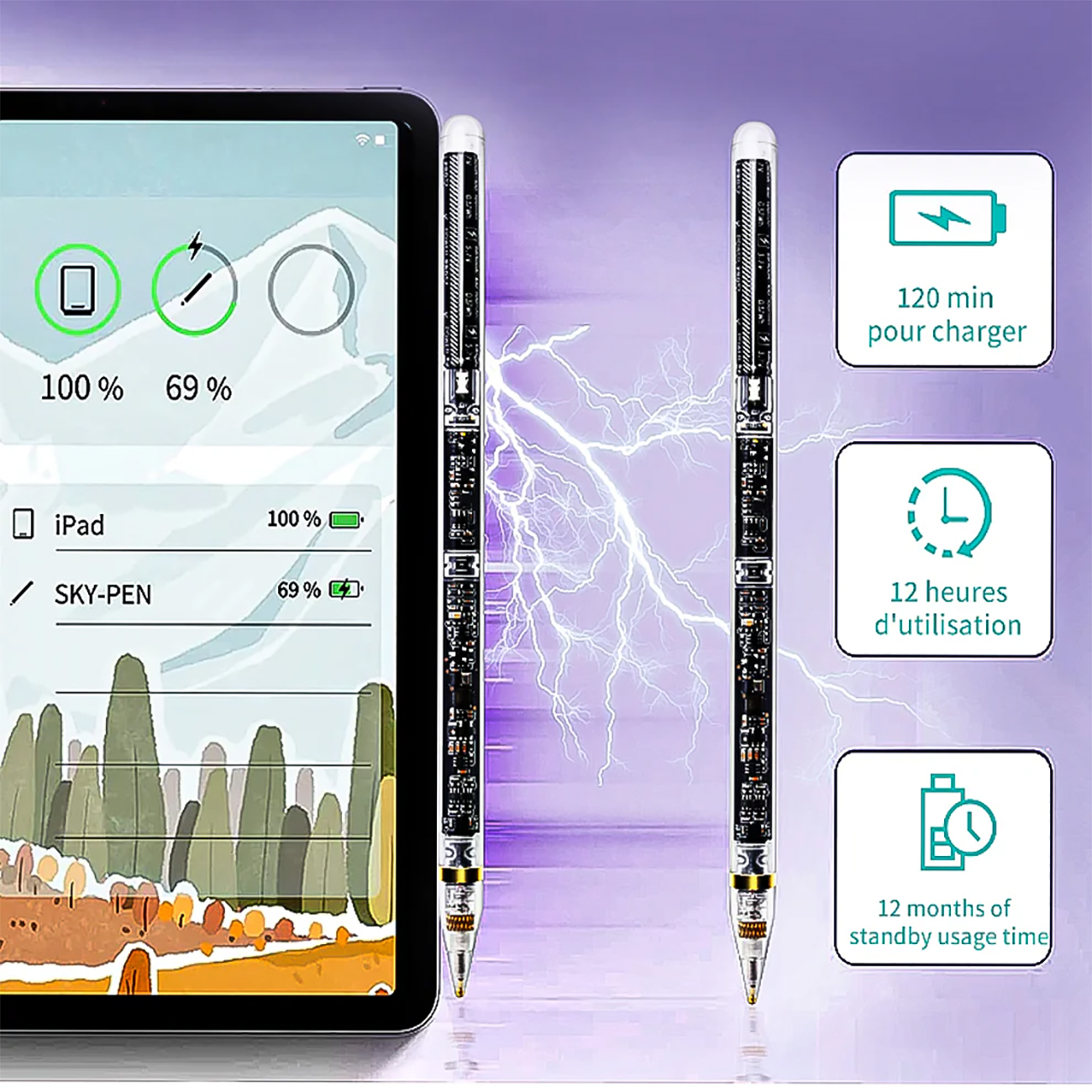 قلم لمسی آیپد طرح شفاف کوتسی 62012 Coteetci Punk Transparent Drawing Pen