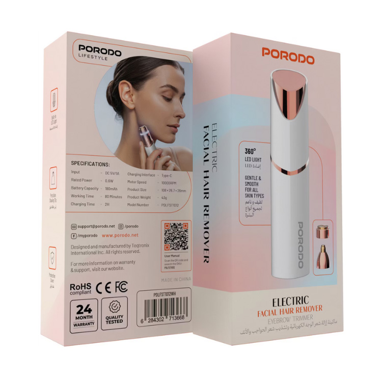 Porodo Electric Facial Hair Remover PDLFST1012 - ماشین اصلاح موی صورت بانوان پرودو