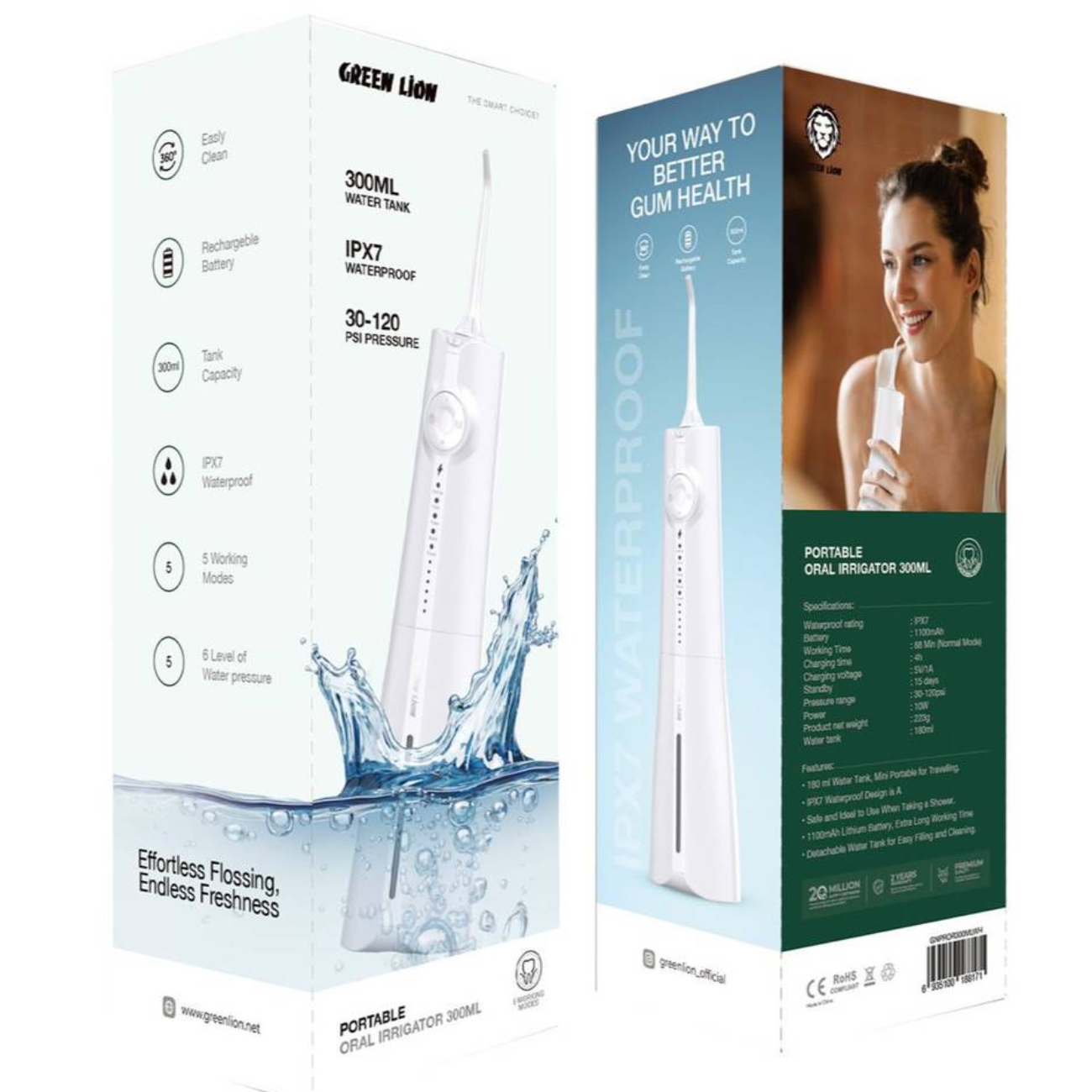 واترجت دهانشوی قابل حمل 300 میلی گرین لاین Green Lion ORAL IRRIGATOR GNPROR300ML