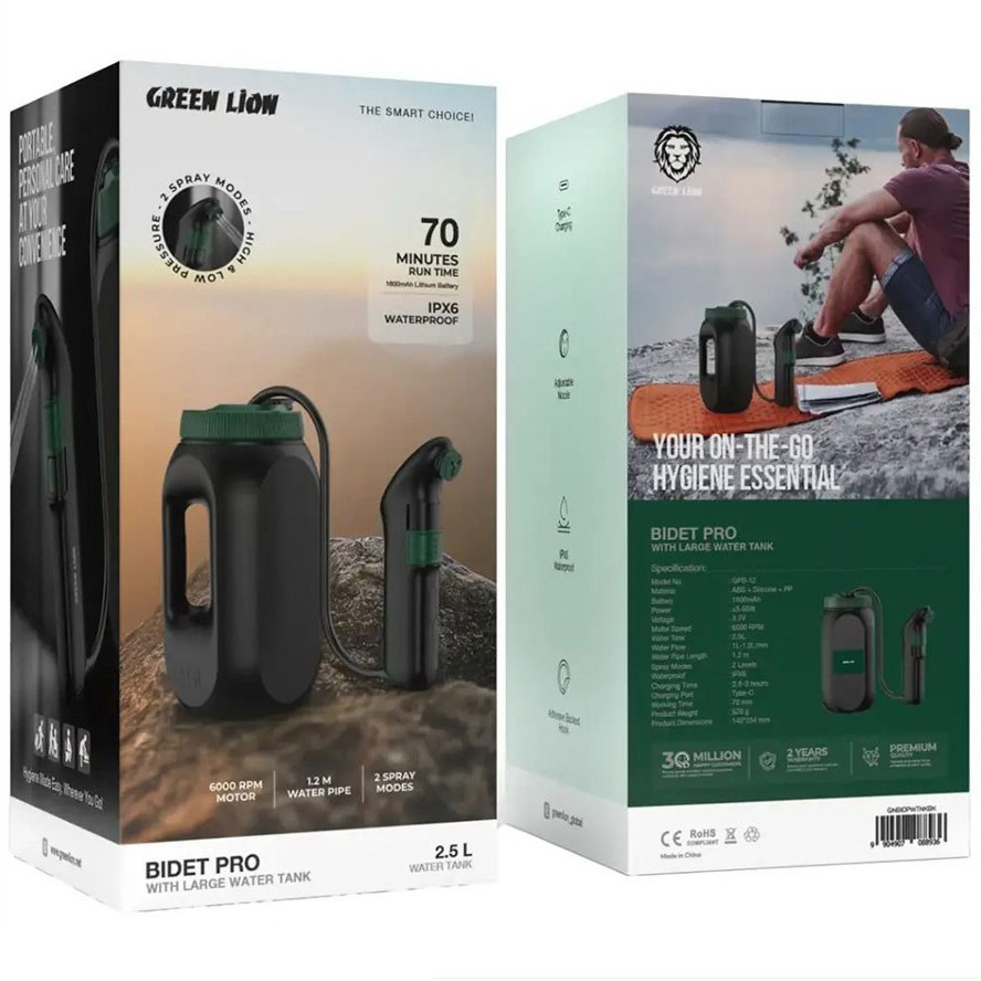 خودشور بیده مسافرتی با تانکر 2.5 لیتری گرین لاین مدل Bidet Pro