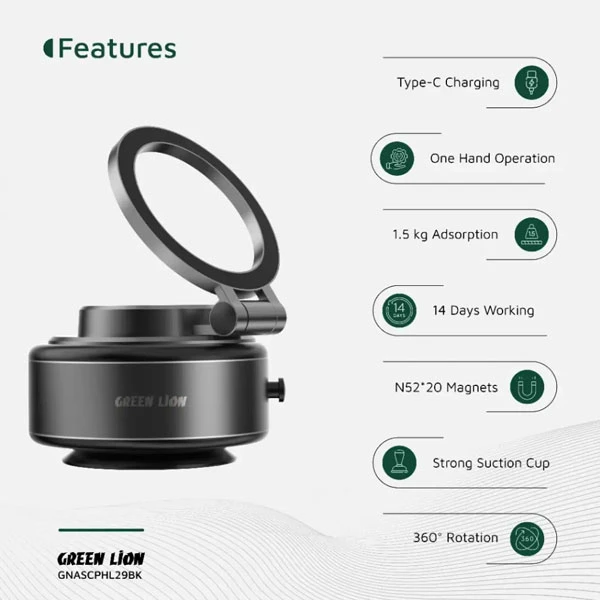 هولدر موبایل وکیوم مکشی مگ سیف گرین لاین مدل Green Lion GX-29