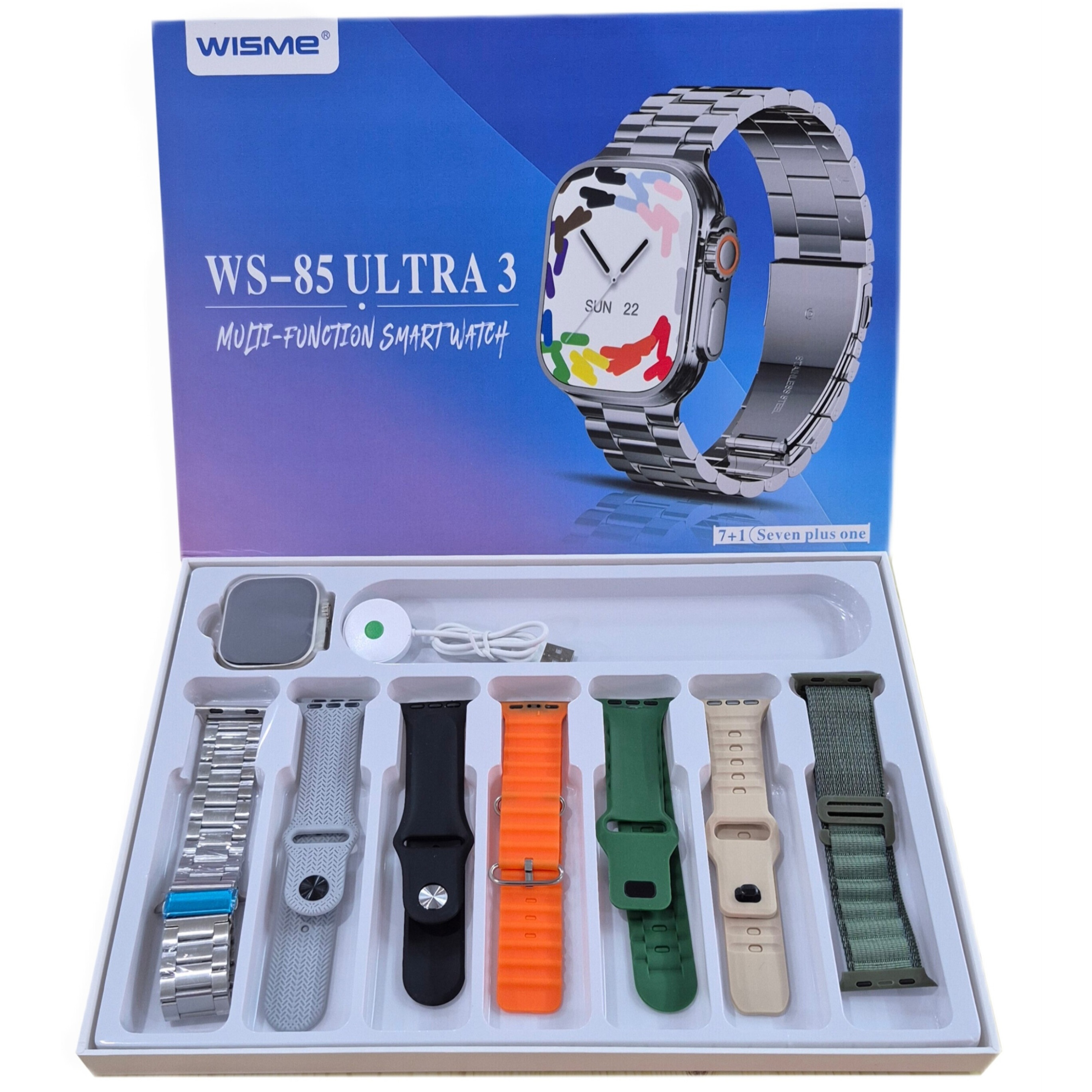 ساعت هوشمند ویسمی مدل WISME WS-85 ULTRA 3 با بدنه آلومینیومی و 7 عدد بند