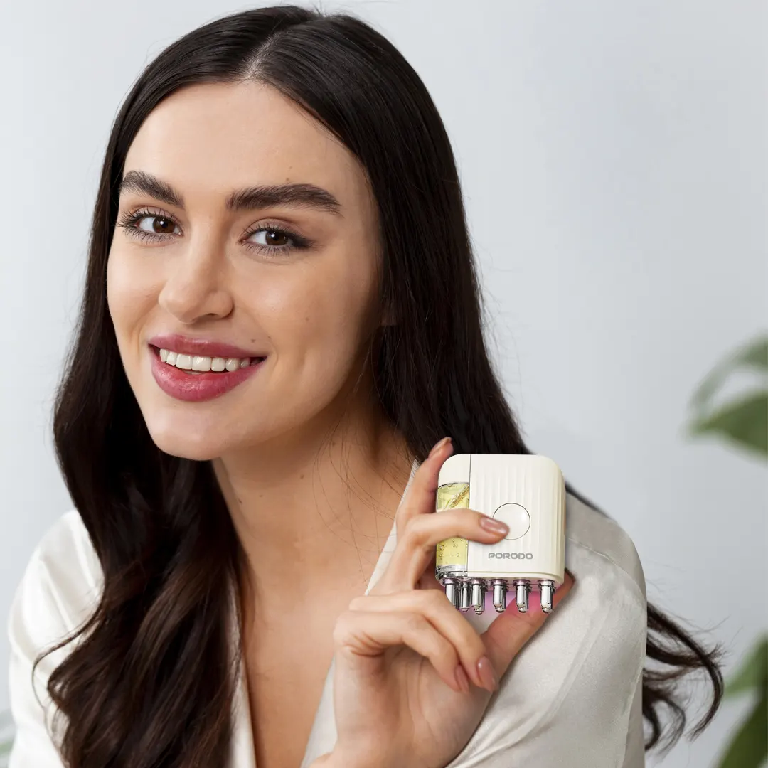 اپلیکاتور روغن تراپی مو و ماساژور پوست سر پرودو PORODO EMS & RED LIGHT HAIR OIL APPLICATOR