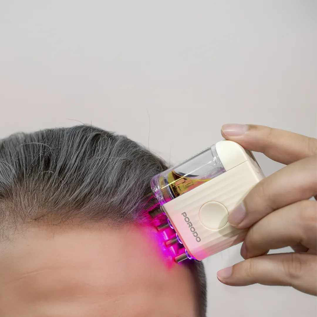 اپلیکاتور روغن تراپی مو و ماساژور پوست سر پرودو PORODO EMS & RED LIGHT HAIR OIL APPLICATOR