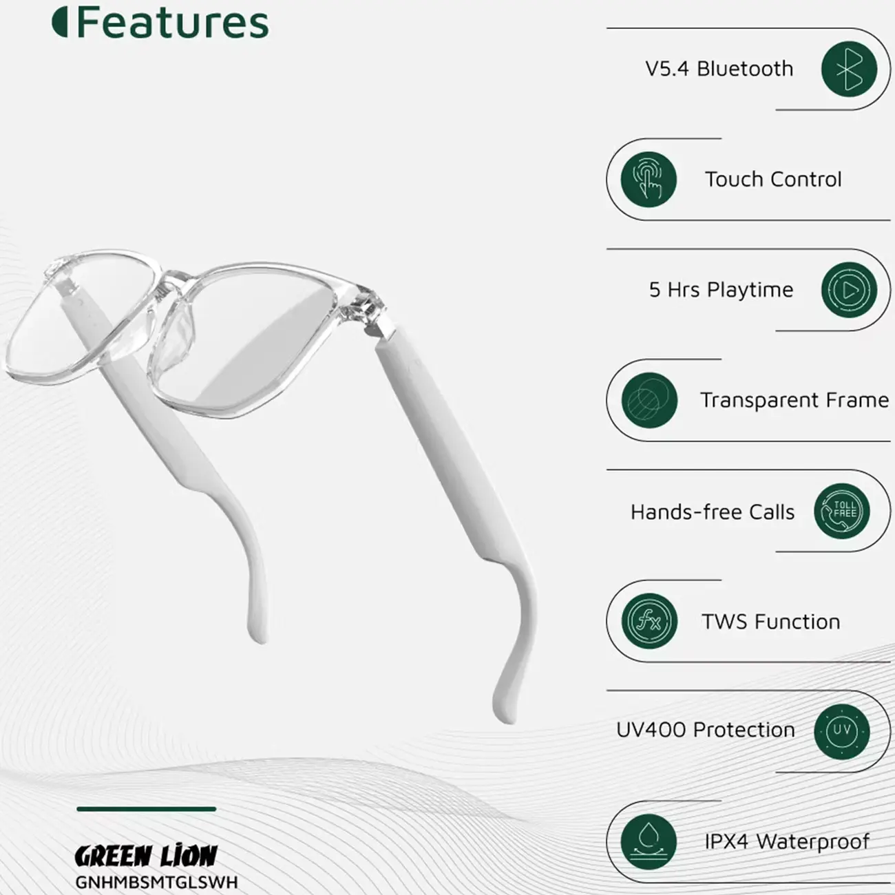 عینک فتوکرومیک هوشمند گرین لاین مدل Stockholm Smart Glasses