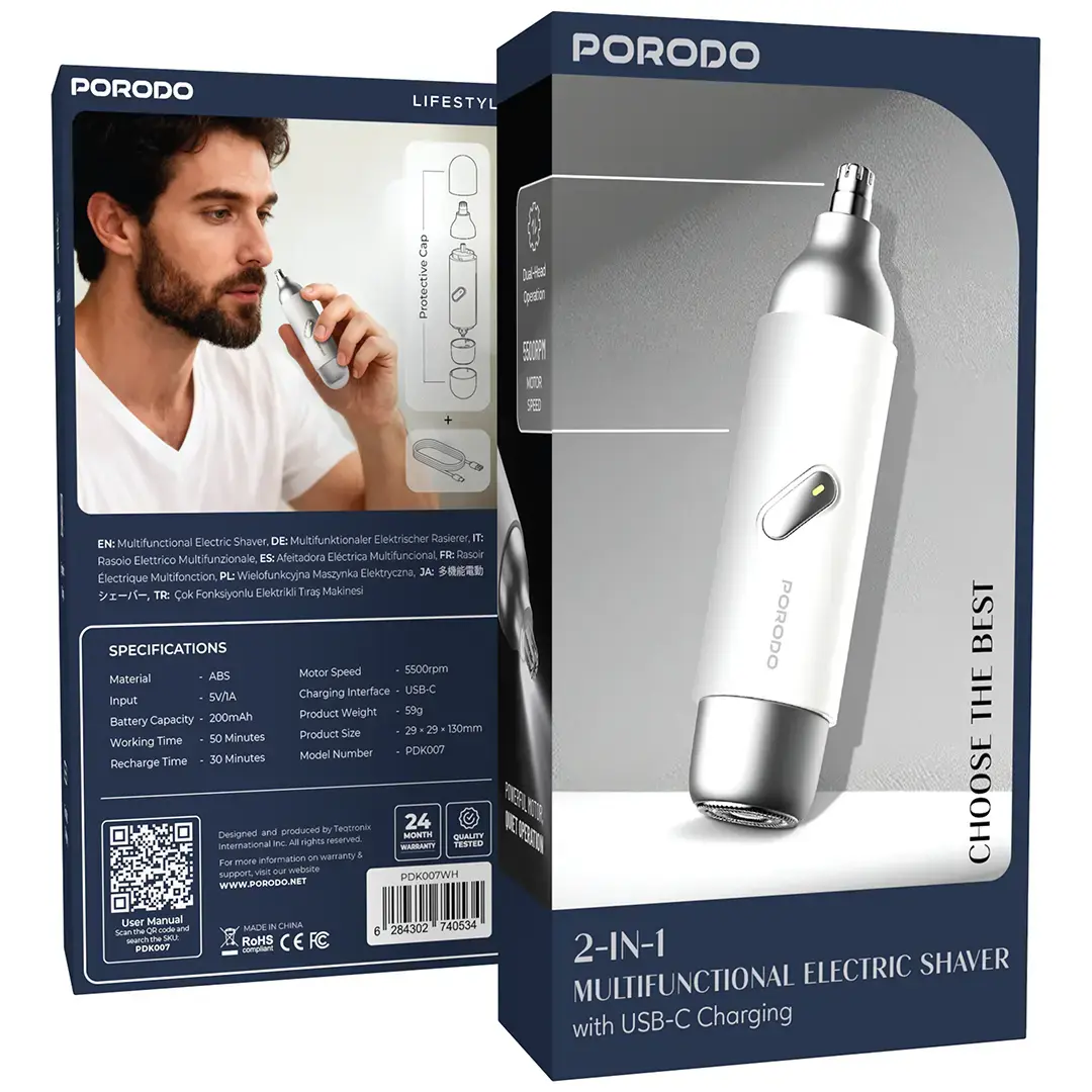 ماشین اصلاح چندمنظوره ۲ در ۱ پرودو PORODO MULTIFUNCTIONAL ELECTRIC SHAVER