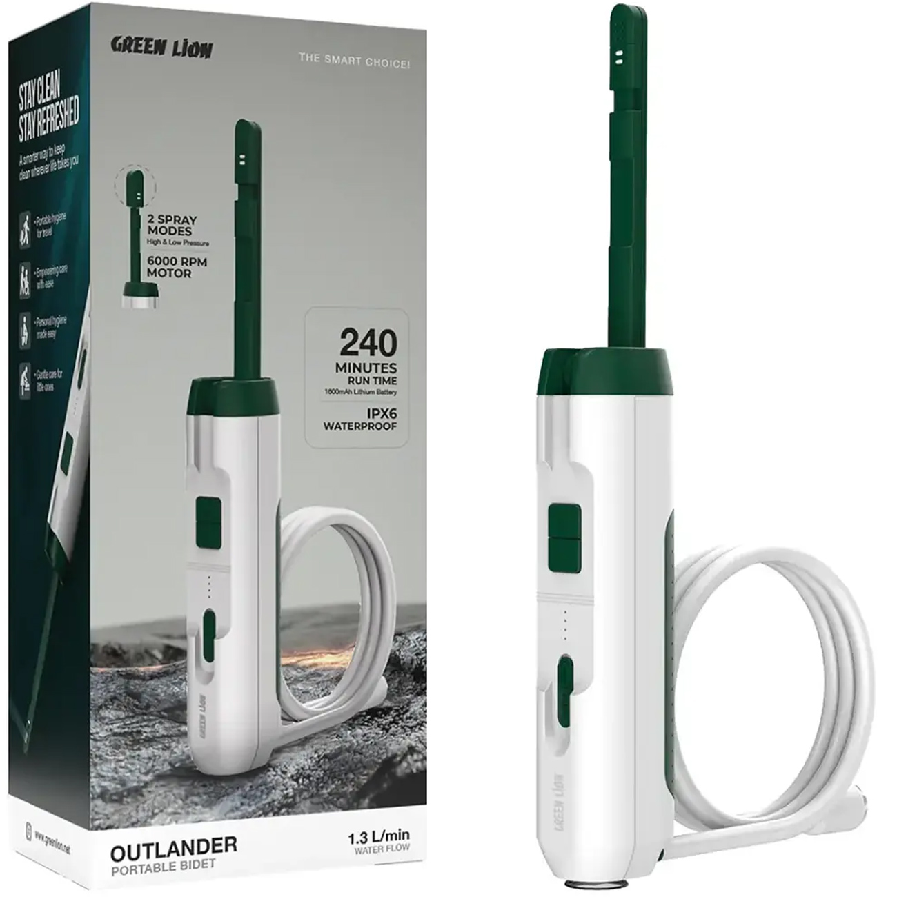 بیده خودشور شلنگی سفری گرین لاین مدل OUTLANDER PORTABLE BIDET GPB-09