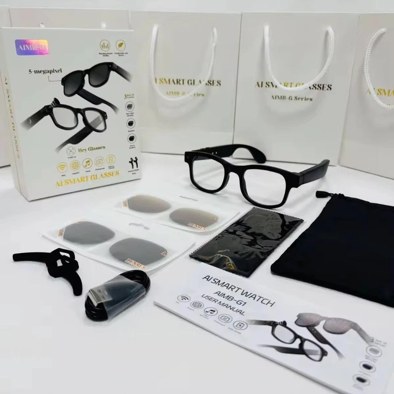 عینک هوشمند دوربین دار مدل AIMB G1 Smart Camera Glasses مجهز به هوش مصنوعی