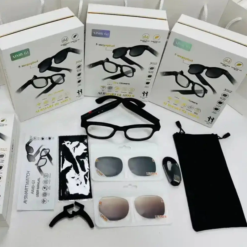 عینک هوشمند دوربین دار مدل AIMB G1 Smart Camera Glasses مجهز به هوش مصنوعی
