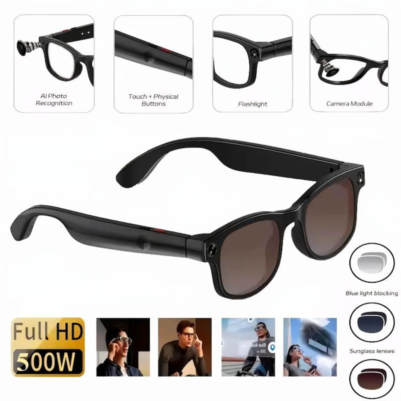 عینک هوشمند دوربین دار مدل AIMB G1 Smart Camera Glasses مجهز به هوش مصنوعی