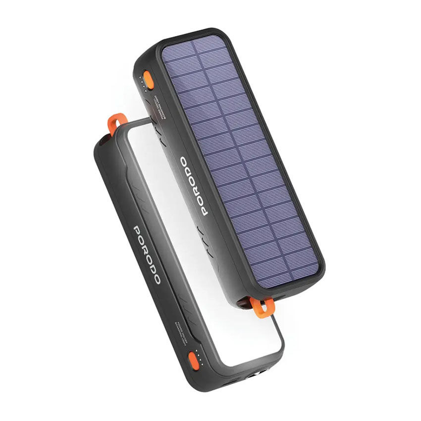 پاور بانک خورشیدی پرودو ظرفیت 20000 میلی آمپر ساعت مدل Porodo Solar Powered PDPBAS149