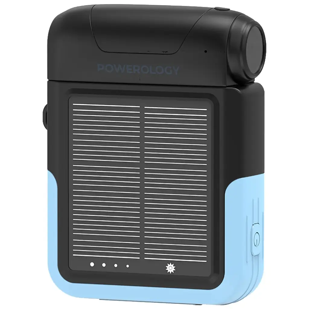 پاوربانک خورشیدی 10000 و چراغ قوه پاورولوژی Powerology Sante Solar Power Bank PPBDS05BK