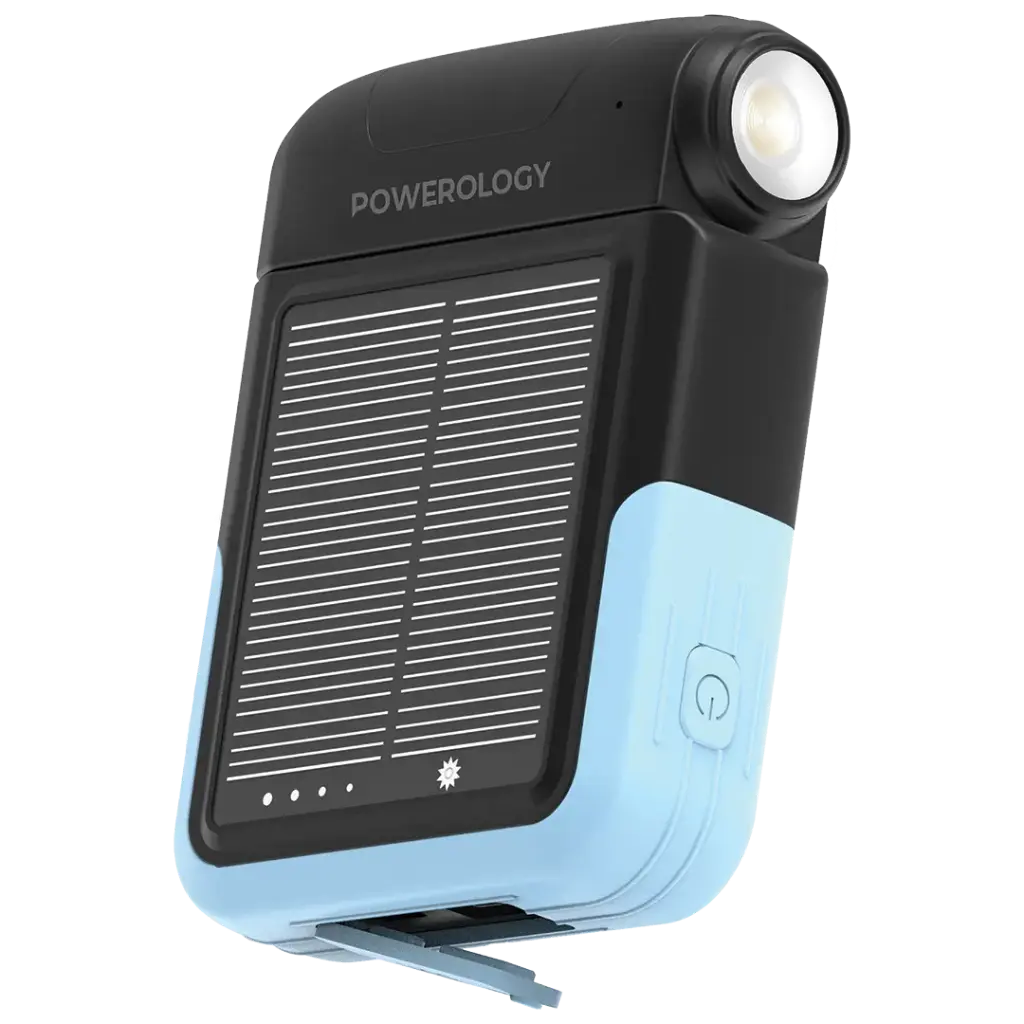 پاوربانک خورشیدی 10000 و چراغ قوه پاورولوژی Powerology Sante Solar Power Bank PPBDS05BK