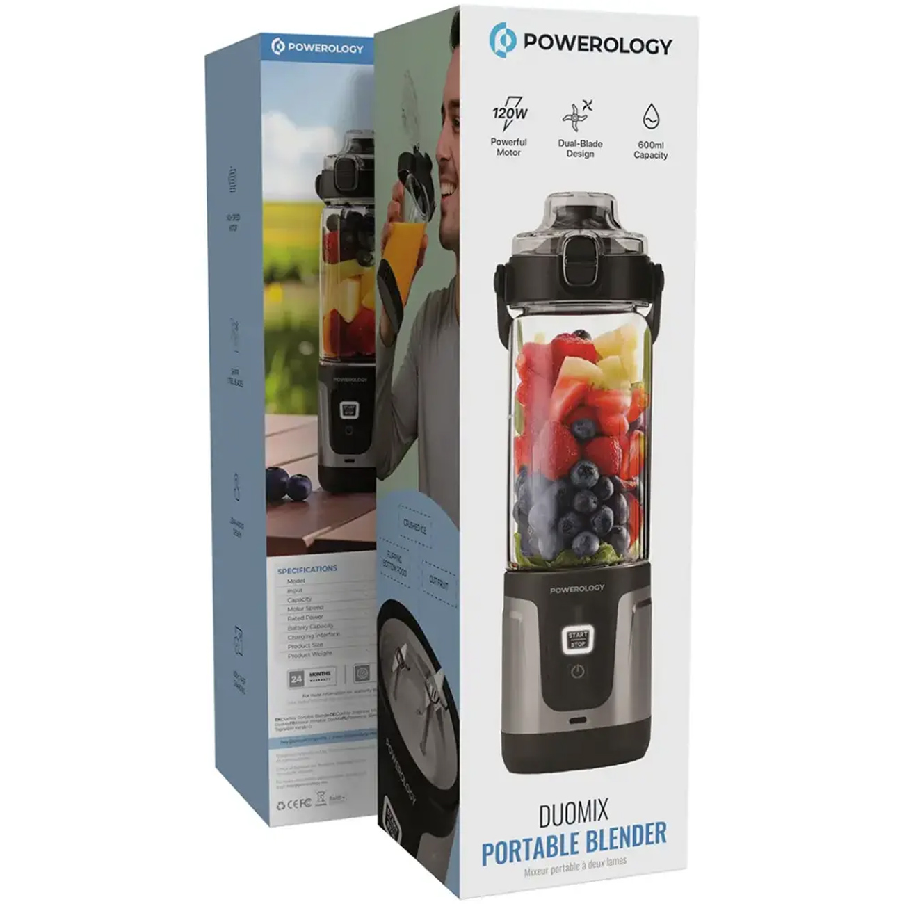 بلندر و مخلوط کن شارژی پاورولوژی مدل Powerology PWPB27 با تیغه دوتایی