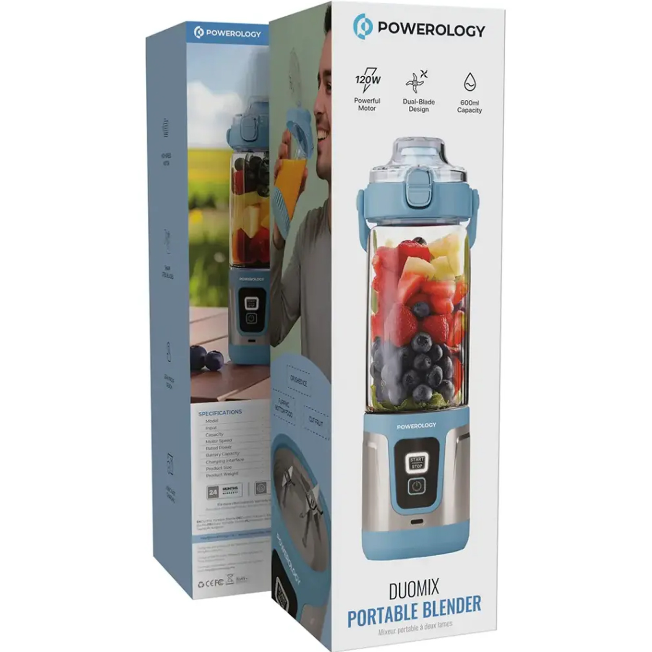 بلندر و مخلوط کن شارژی پاورولوژی مدل Powerology PWPB27 با تیغه دوتایی