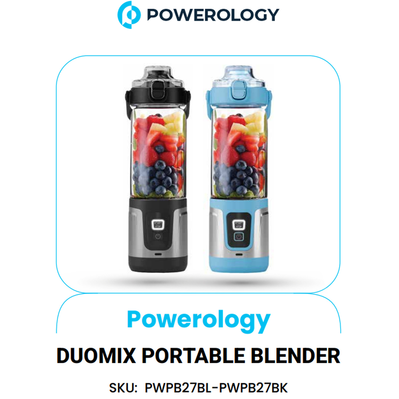 بلندر و مخلوط کن شارژی پاورولوژی مدل Powerology PWPB27 با تیغه دوتایی