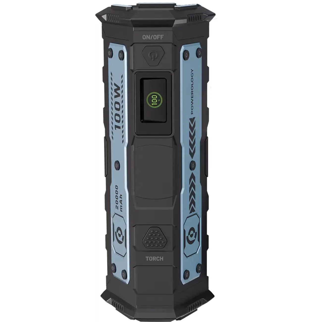 پاوربانک 20000 پاورولوژی مدل Powerology PPBCHA91BK با توان خروجی 100W و چراغ قوه