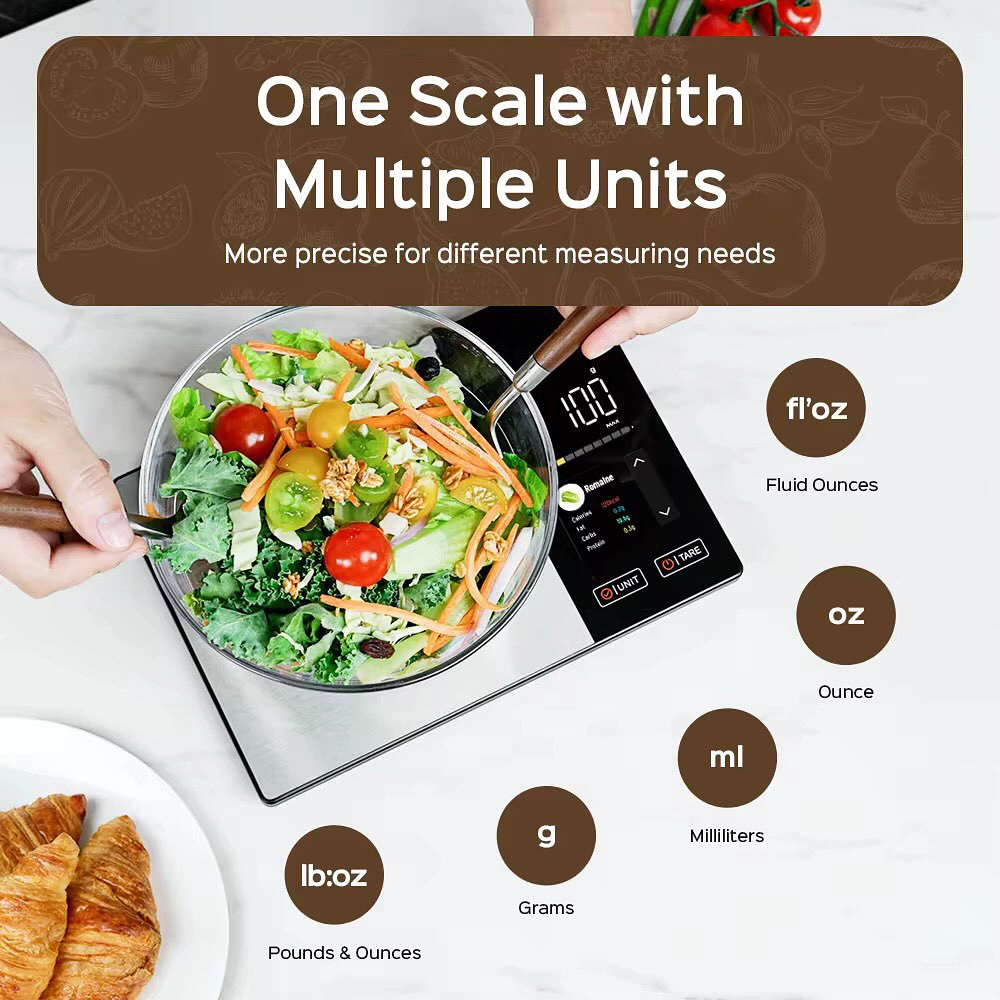 ترازو هوشمند آشپزخانه و کالری شمار مواد غذایی گرین لاین مدل Smart food scale GL-SL6