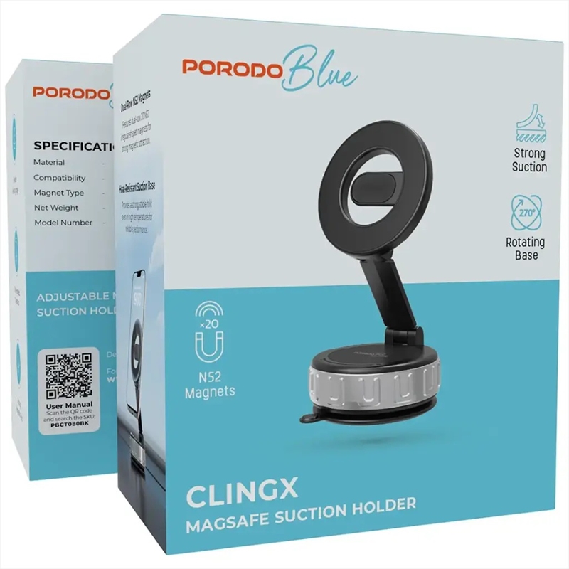 هولدر وکیومی پرودو Porodo Blue Clingx MagSafe Suction Holder
