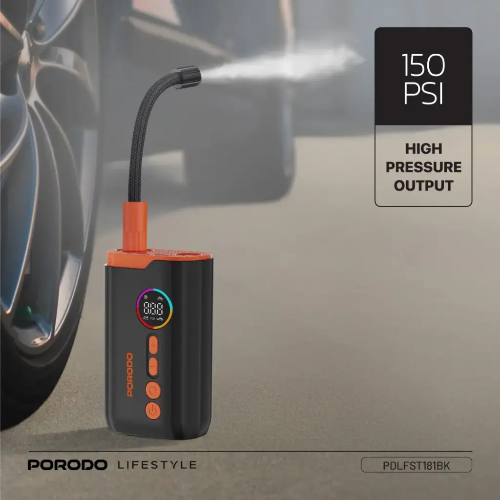 پمپ باد شارژی پرودو مدل Porodo Electric Air Inflator PDLFST181