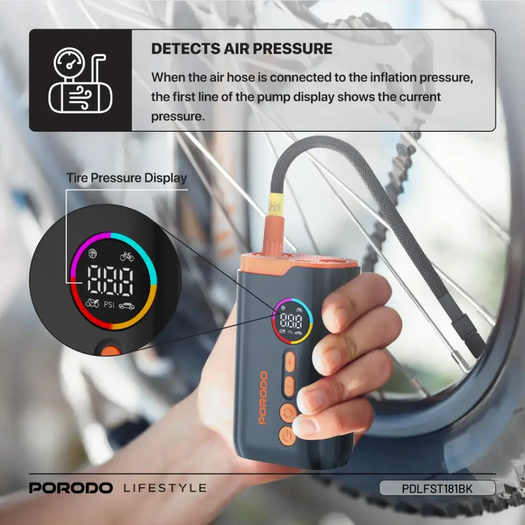 پمپ باد شارژی پرودو مدل Porodo Electric Air Inflator PDLFST181