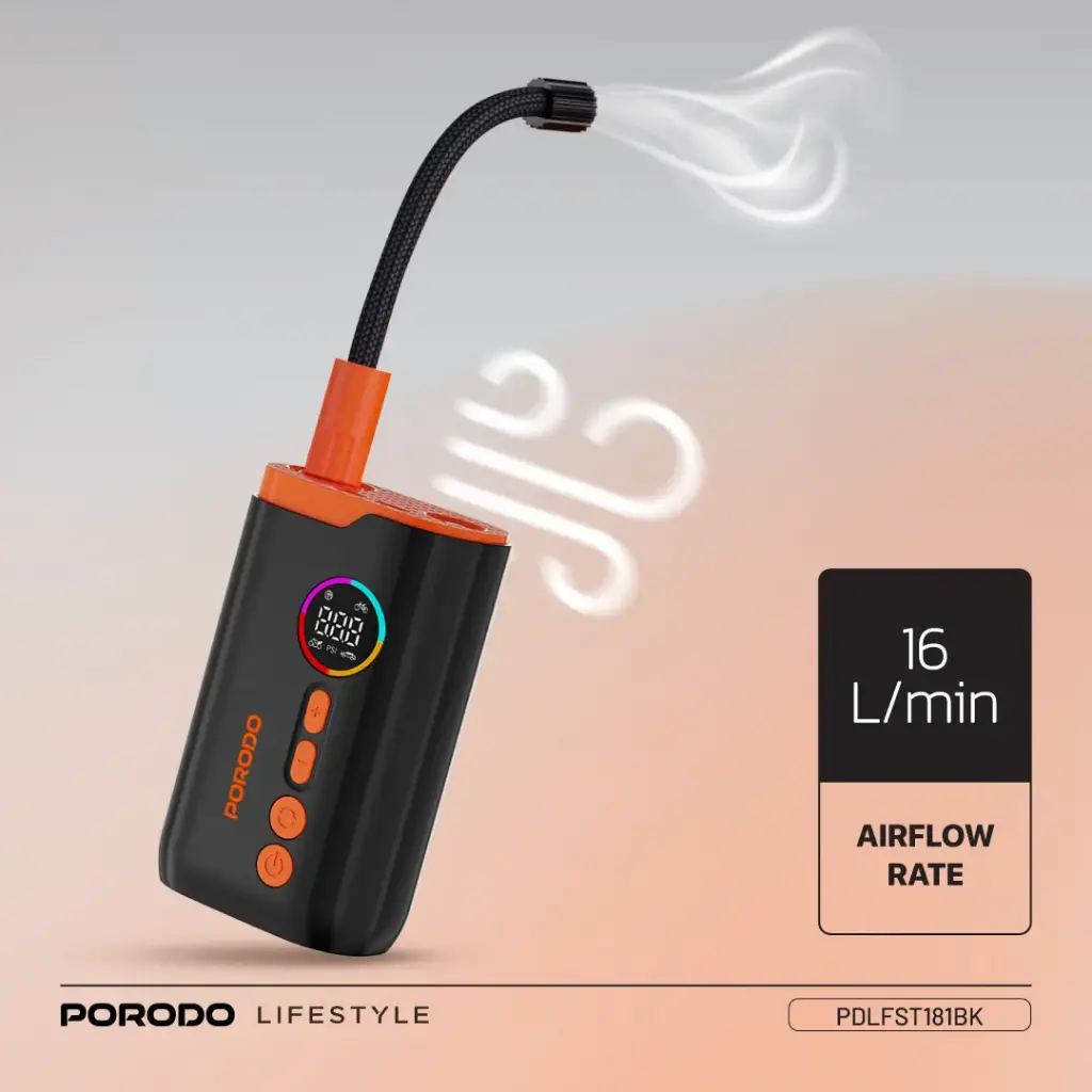 پمپ باد شارژی پرودو مدل Porodo Electric Air Inflator PDLFST181
