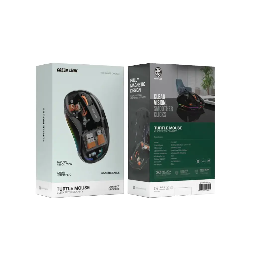 ماوس بیسیم شفاف گرین لاین مدل TURTLE MOUSE GL-MS2