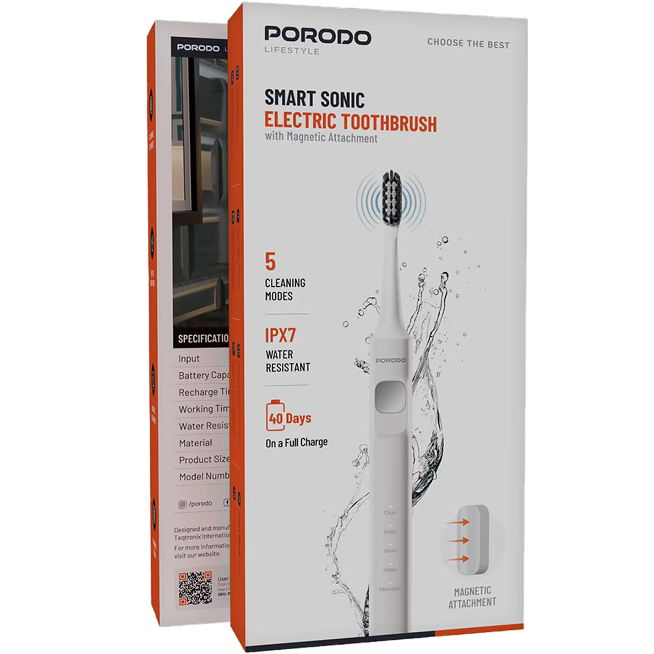 مسواک برقی پرودو Porodo مدل PDLFSTETBWH با 5 حالت شستشو