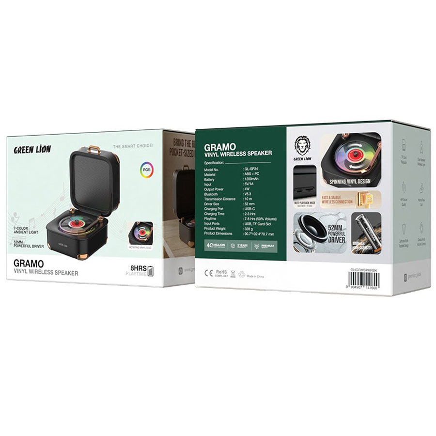 اسپیکر بلوتوثی طرح گرامافون گرین لاین مدل Green Lion Gramo GL-SP34