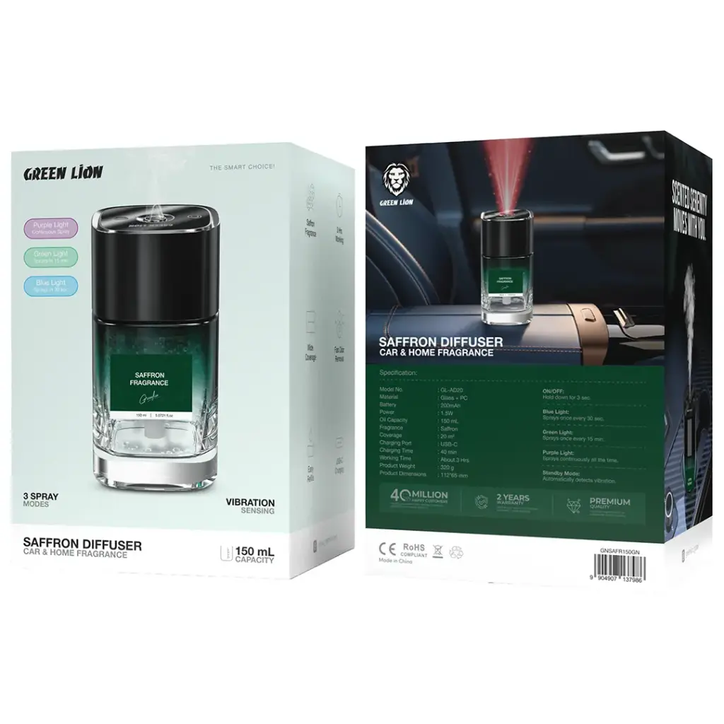 خوشبوکننده گرین لاین با رایحه زعفران مدل Green Lion Saffron Diffuser GL-AD20
