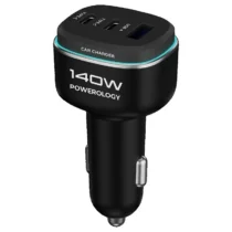 شارژر فندکی 140 وات 3 پورت پاورولوژی مدل Powerology 140W Triple-Port PCCSR025