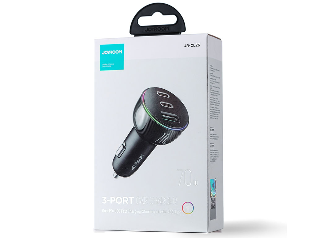 شارژر فندکی تایپ سی فست شارژ 70 وات جویروم JOYROOM JR-CL26
