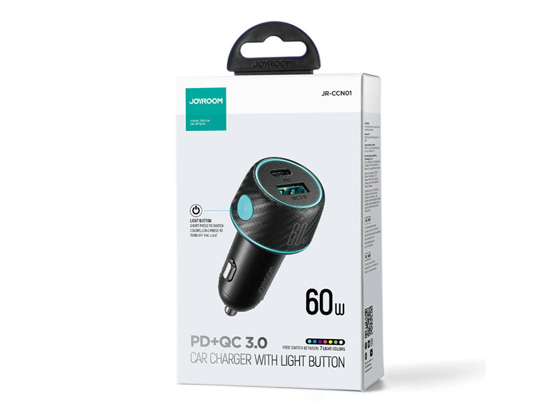 شارژر فندکی فست شارژ ماشین تایپ سی 60 وات جویروم JOYROOM CCN01