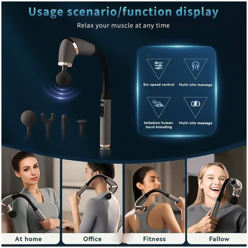 دارای 4 سری ماساژ نوع پورت شارژ: تایپ C دارای قابلیت نمایش میزان شارژ دارای 6 درجه سرعت ماساژ تمامی بدن بدون کمک شخص دیگر
